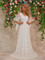Lace V-Neck Floor length Dress White for a perfect OOTD – dress to impress outfits from Amexza