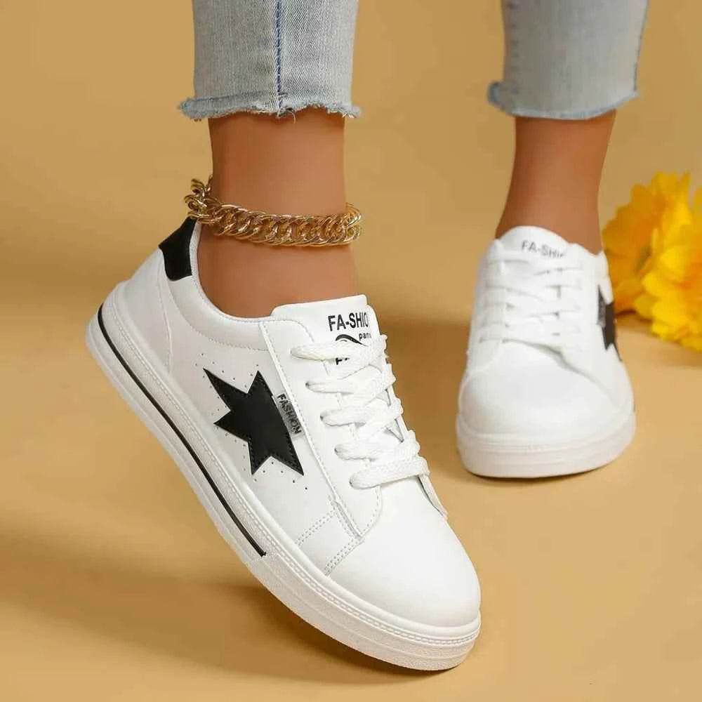 Star Round Toe Lace Up Sneakers for a perfect OOTD – dress to impress outfits from Amexza