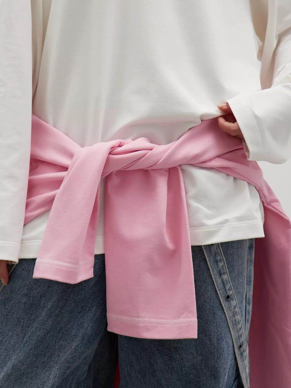 Round Neck Dropped Shoulder Long Sleeve T-Shirt - Amexza