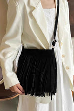 Suede Fringe Shoulder Bag for a perfect OOTD – dress to impress outfits from Amexza