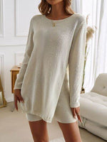 Devine Slit Round Neck Top and Shorts Sweater Set for a perfect OOTD – dress to impress outfits from Amexza