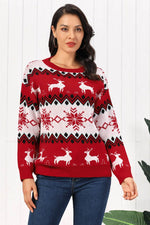 Reindeer Round Neck Sweater for a perfect OOTD – dress to impress outfits from Amexza