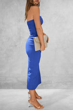 Slit Tube Midi Dress - Amexza