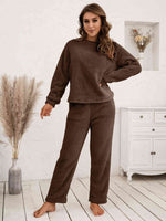 Ivy Lane Teddy Long Sleeve Top and Pants Lounge Set for a perfect OOTD – dress to impress outfits from Amexza