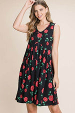 BOMBOM Floral Ruched Tank Dress for a perfect OOTD – dress to impress outfits from Amexza