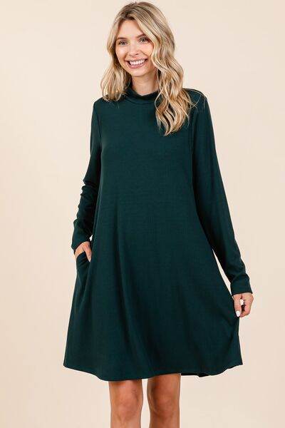 Mittoshop Mock Neck Long Sleeve Dress with Pockets for a perfect OOTD – dress to impress outfits from Amexza