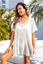 Angel Wings Slit V-Neck Short Sleeve Cover Up for a perfect OOTD – dress to impress outfits from Amexza