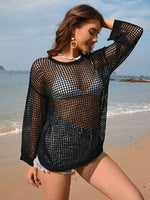 Openwork Dropped Shoulder Long Sleeve Cover-Up for a perfect OOTD – dress to impress outfits from Amexza