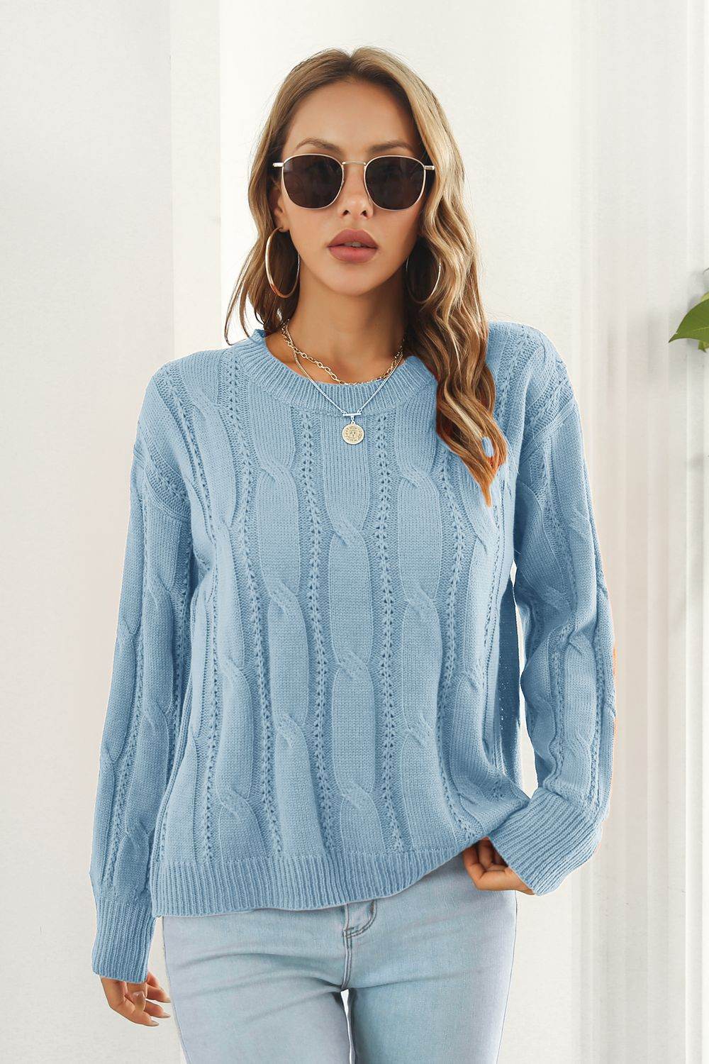 Round Neck Long Sleeve Sweater for a perfect OOTD – dress to impress outfits from Amexza