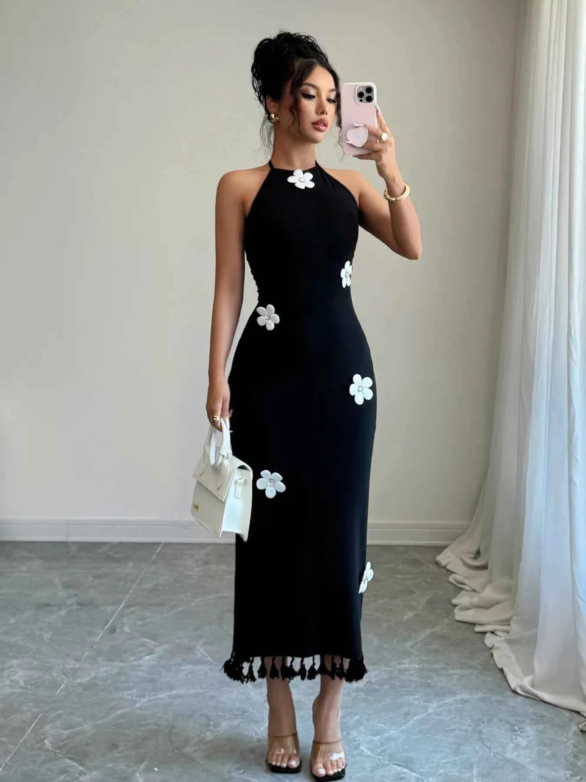 Flower Halter Neck Dress