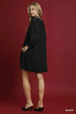 Umgee Notched Shift Dress with Trim Detail
