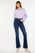 High Rise Double Waistband Flare Jeans - Amexza
