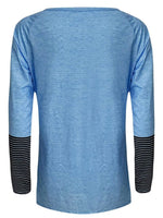 Full Size Striped Quarter Button Long Sleeve T-Shirt - Amexza