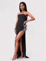 Slit Bow Trim Tube Maxi Dress for a perfect OOTD – dress to impress outfits from Amexza
