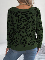 Leopard Buttoned Square Neck Sweater for a perfect OOTD – dress to impress outfits from Amexza