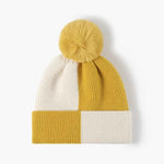 Color Block Knit Hat with Pom-pom Yellow One Size for a perfect OOTD – dress to impress outfits from Amexza