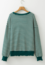LUCKY Striped Round Neck Long Sleeve Sweatshirt for a perfect OOTD – dress to impress outfits from Amexza