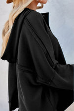 Exposed Seam Long Sleeve Hoodie for a perfect OOTD – dress to impress outfits from Amexza