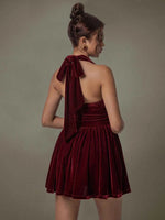 Velvet Halter Skater Dress