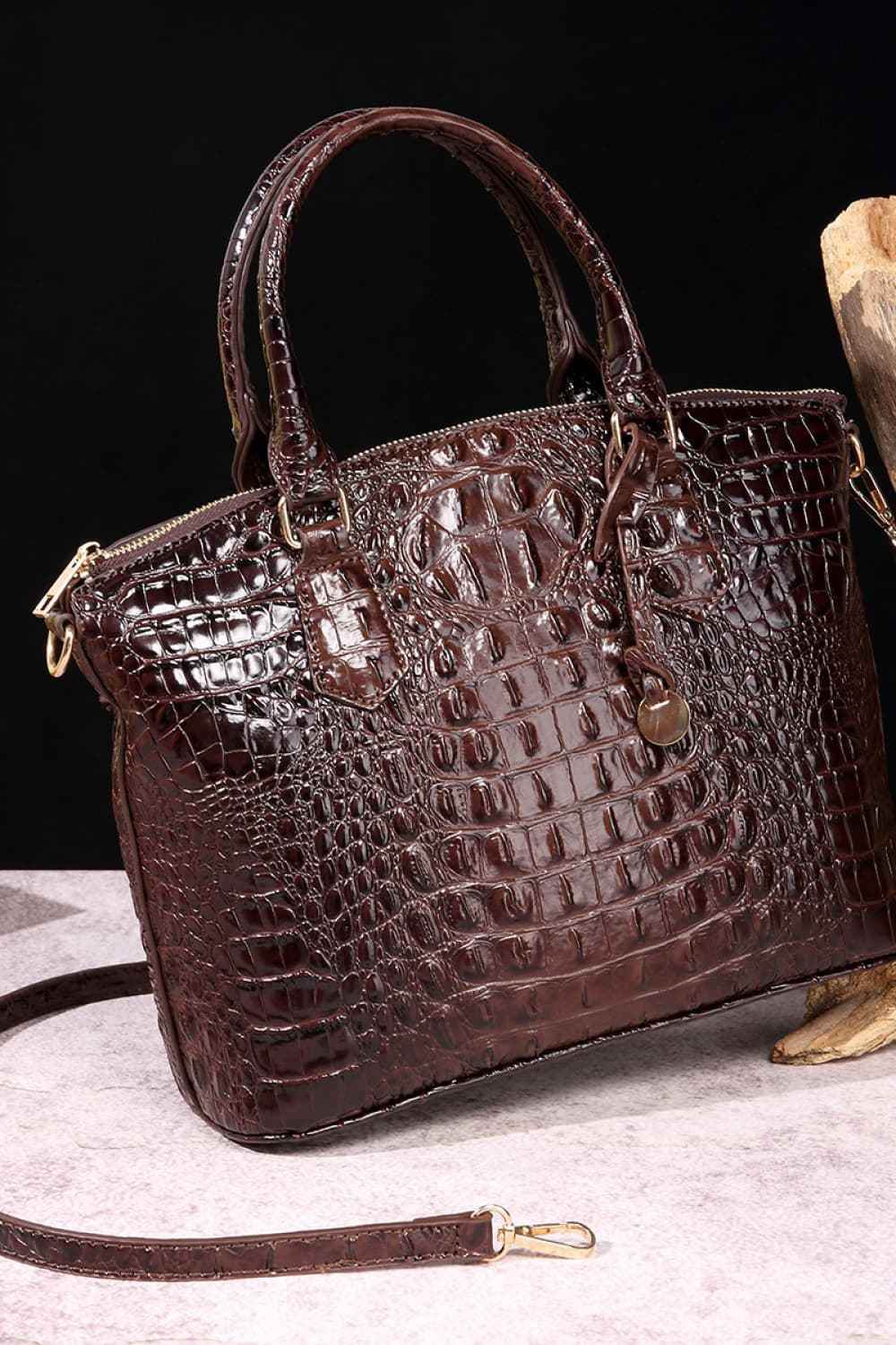 PU Leather Handbag Chocolate One Size for a perfect OOTD – dress to impress outfits from Amexza