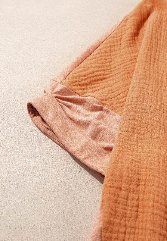 Stud Heart Patch Round Neck Short Sleeve T-Shirt - Amexza