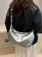 Butterfly Ruched Strap Shoulder Bag Silver One Size for a perfect OOTD – dress to impress outfits from Amexza