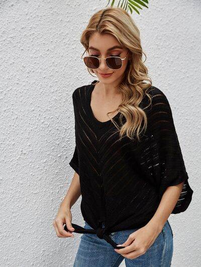 Openwork Batwing Sleeve Cover-Up for a perfect OOTD – dress to impress outfits from Amexza