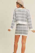 MABLE Plaid Button Down Sweater Cardigan and Mini Skirt Set for a perfect OOTD – dress to impress outfits from Amexza
