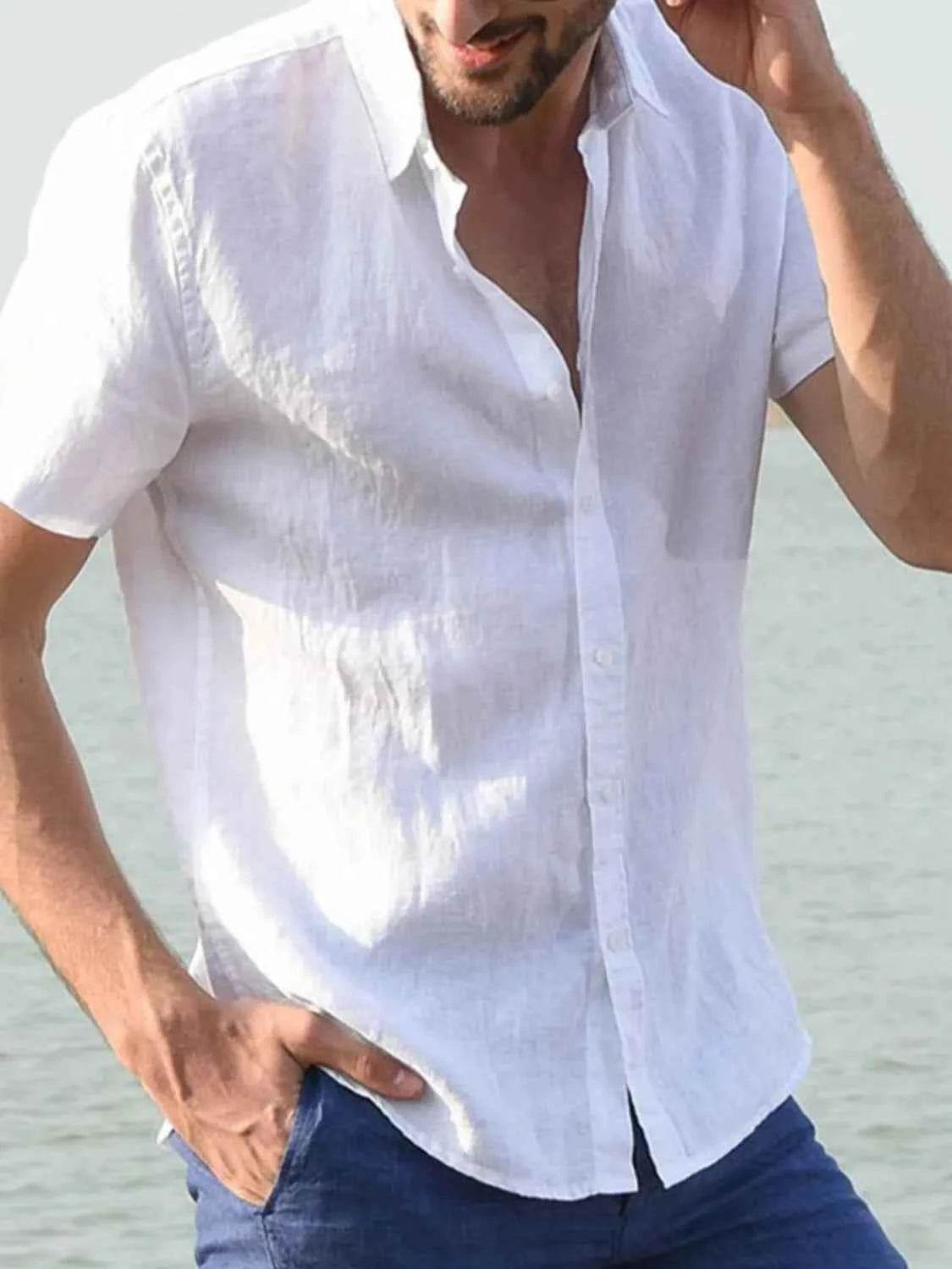 Men's Full Size Button Up Short Sleeve Shirt Plus Size for a perfect OOTD – dress to impress outfits from Amexza