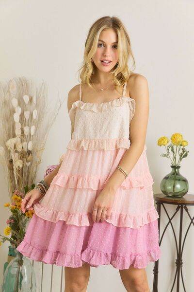 ADORA Swiss Dot Ruffled Tiered Mini Dress for a perfect OOTD – dress to impress outfits from Amexza