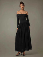 Off Shoulder Long Sleeve Maxi Dress
