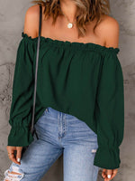 Off-Shoulder Flounce Sleeve Blouse - Amexza