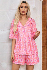 Pocketed Flower Half Sleeve Top and Shorts Lounge Set Blush Pink for a perfect OOTD – dress to impress outfits from Amexza