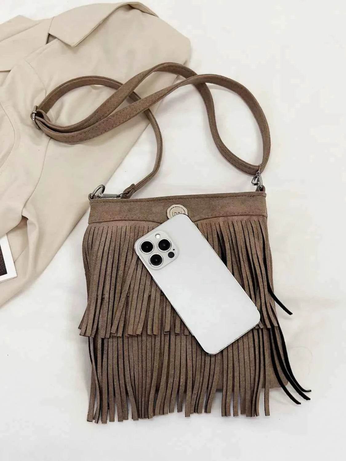Fringe Adjustable Strap Crossbody Bag for a perfect OOTD – dress to impress outfits from Amexza