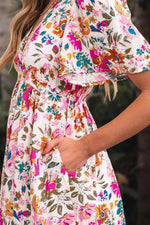 Floral Short Sleeve V Neck Dress with Pockets for a perfect OOTD – dress to impress outfits from Amexza