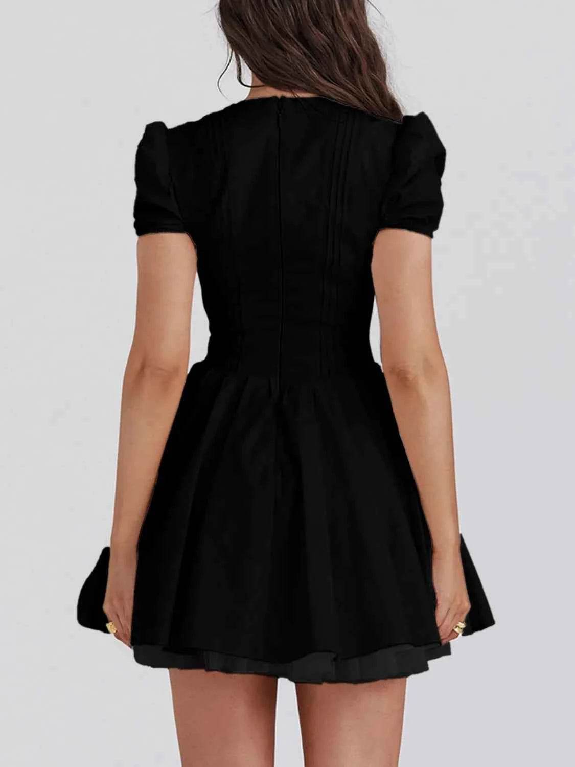 V-Neck Short Sleeve Mini Dress for a perfect OOTD – dress to impress outfits from Amexza
