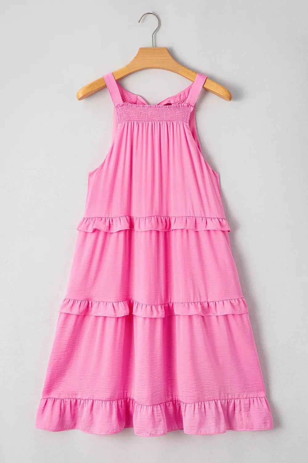 Tied Back Ruffled Layered Sleeveless Mini Dress for a perfect OOTD – dress to impress outfits from Amexza