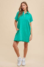 Annie Wear Mineral Washed Johnny Collar Short Sleeve Dress for a perfect OOTD – dress to impress outfits from Amexza