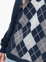 Geometric V-Neck Long Sleeve Sweater for a perfect OOTD – dress to impress outfits from Amexza