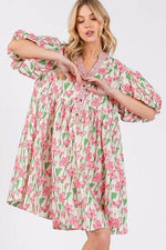 SAGE + FIG Floral Half Button Notched Puff Sleeve Dress for a perfect OOTD – dress to impress outfits from Amexza