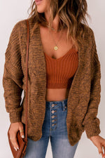 Cable-Knit Open Front Cardigan - Amexza