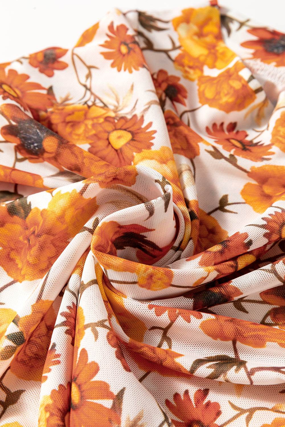 Printed Mock Neck Flare Sleeve Top - Amexza