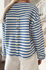 Stripe Chest Pocket Notched Top - Amexza