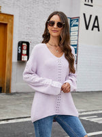 Openwork Dropped Shoulder Long Sleeve Sweater for a perfect OOTD – dress to impress outfits from Amexza