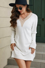 V-Neck Long Sleeve Mini Sweater Dress for a perfect OOTD – dress to impress outfits from Amexza