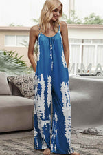 Shiny Tie-Dye Spaghetti Strap Jumpsuit with Pockets Royal Blue for a perfect OOTD – dress to impress outfits from Amexza