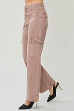 RISEN Full Size High Rise Wide Leg Cargo Jeans - Amexza