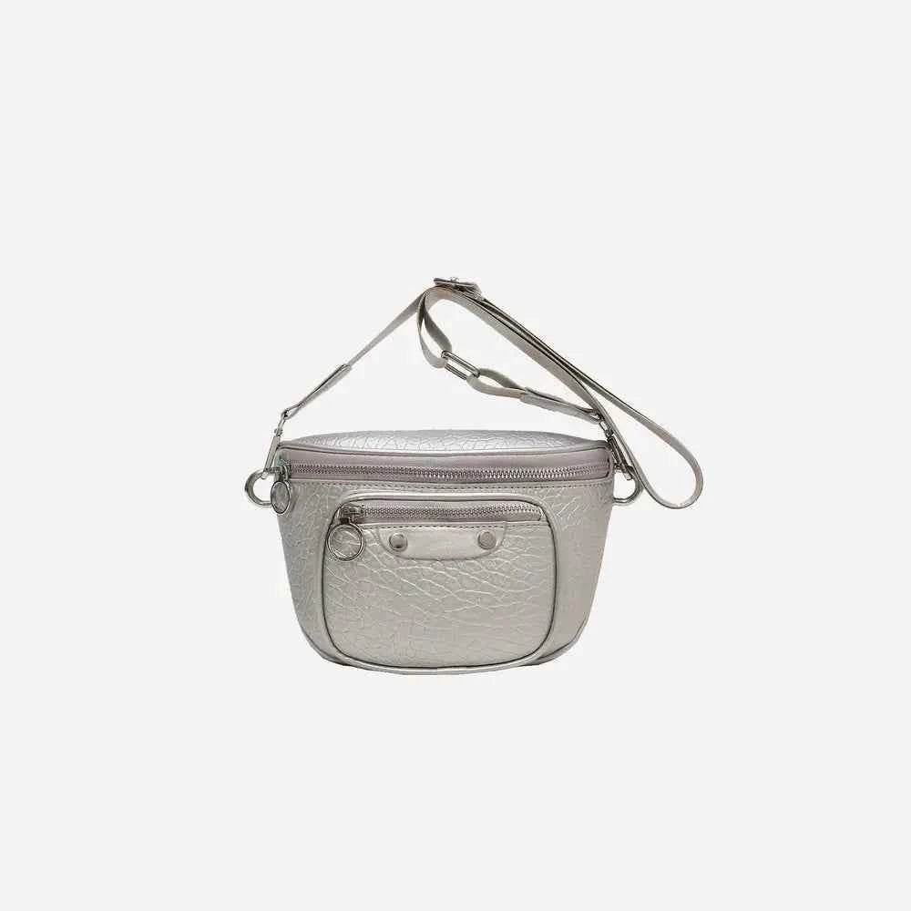 Texture PU Leather Crossbody Bag Silver One Size for a perfect OOTD – dress to impress outfits from Amexza