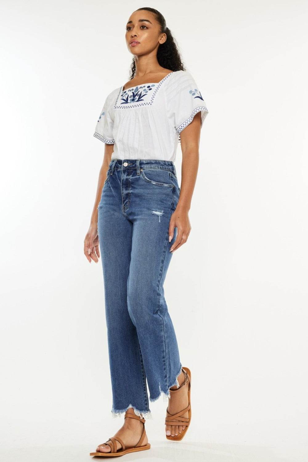 Kancan Full Size High Rise Slim Wide Leg Jeans - Amexza