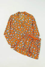 Leopard Collared Neck Long Sleeve Top and Shorts Lounge Set for a perfect OOTD – dress to impress outfits from Amexza